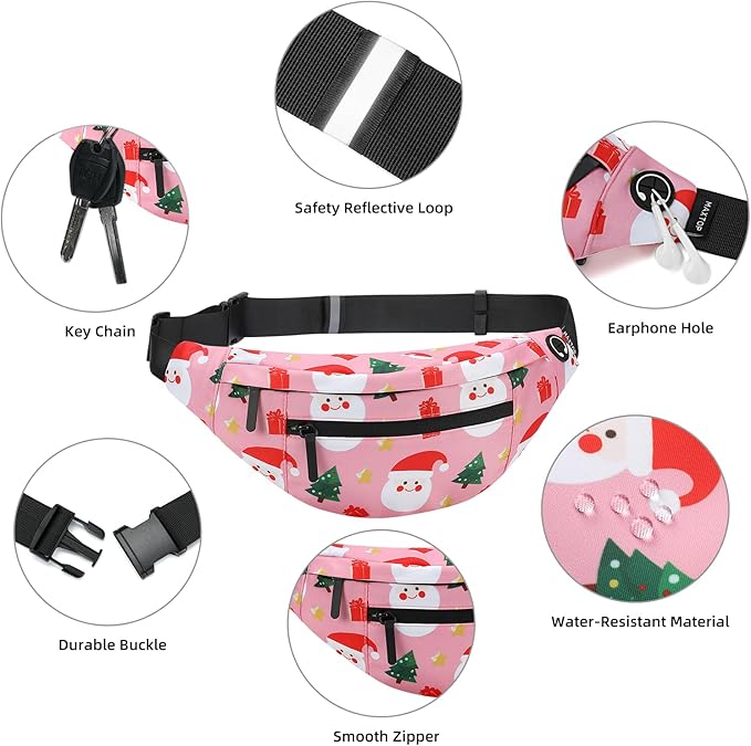 MAXTOP Large Crossbody Fanny Pack with 4-Zipper Pockets,Gifts for Enjoy Sports Festival Workout Traveling Running Casual Hands-Free Wallets Waist Pack Phone Bag Carrying All Phones