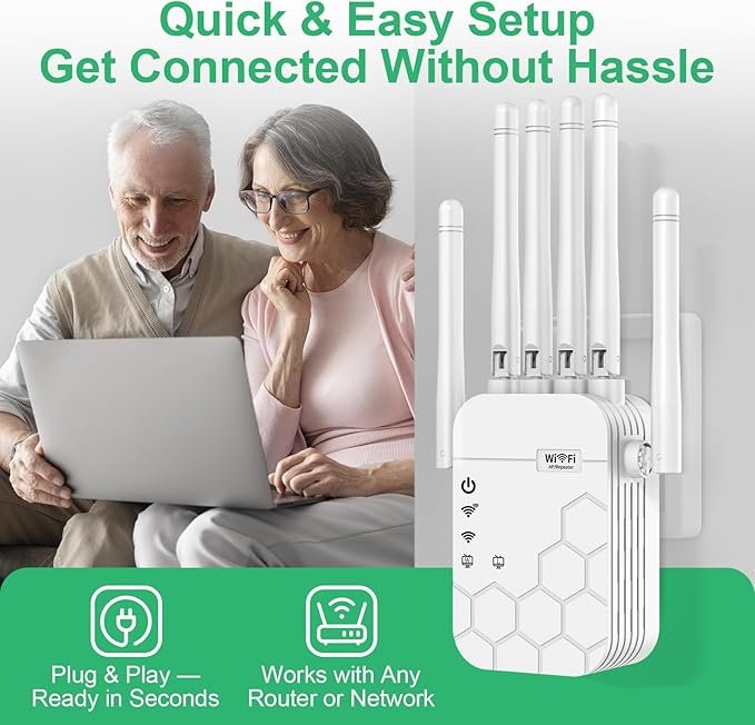 WiFi Extender Signal Booster for Home, AC1900Mbps Dual Band, Covers up to 12880 sq.ft & 105 Devices, New 6X Faster Wireless WiFi Repeater with Ethernet Port, WiFi Booster Compatible with All Routers