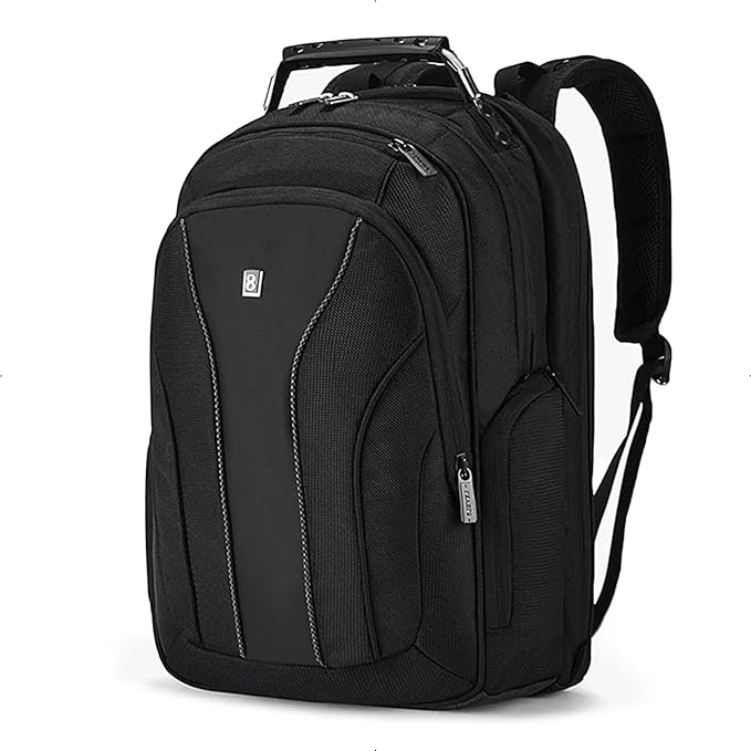 LEVEL8 Laptop Backpack, Work Backpack for Men Women, Travel Computer Bag for Business Fits 15.6" Laptop and Notebook - Black