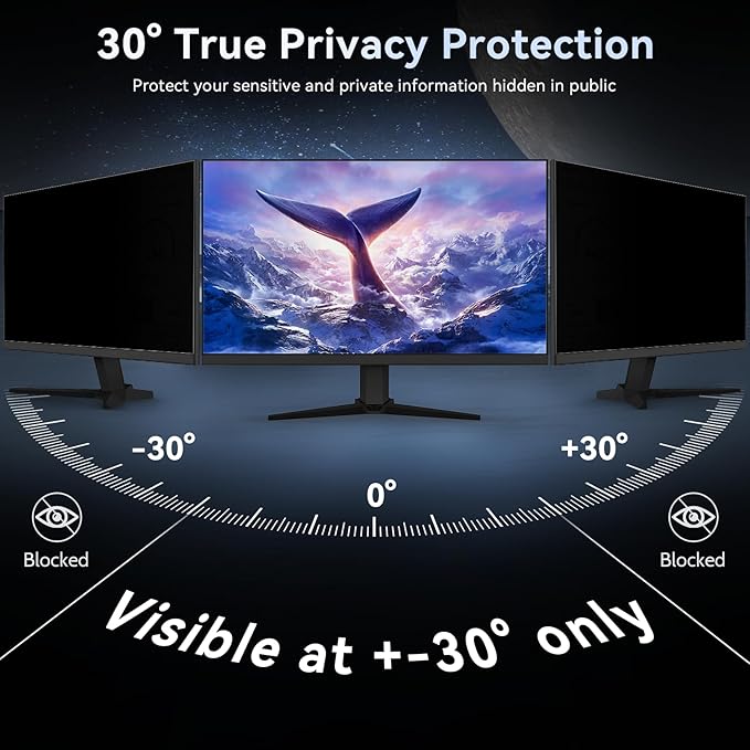 21.5 Inch Computer Privacy Screen Filter for 16:9 Widescreen Monitor, Removable Eye Protection Anti Glare Blue Light Filter Privacy Shield, Anti Scratch Anti Spy Screen Protector Film 21.5 in