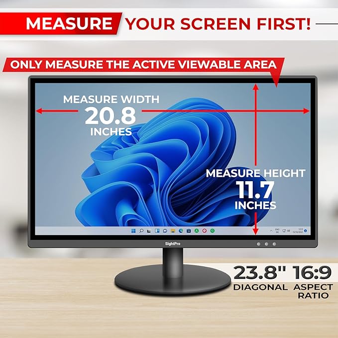 23.8 Inch 16:9 [2 Pack] Computer Privacy Screen Filter for Monitor - Privacy Shield and Anti-Glare Protector