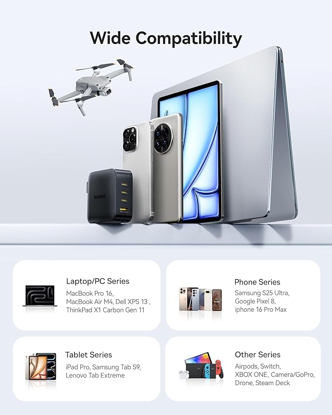 Baseus PD3.1 140W USB C Charger, PPS Fast Charger Type C, Fast Charging Block for MacBook Air/Pro, Pixelbook, iPad, iPhone 17/16 Series, Galaxy S25 Ultra and More