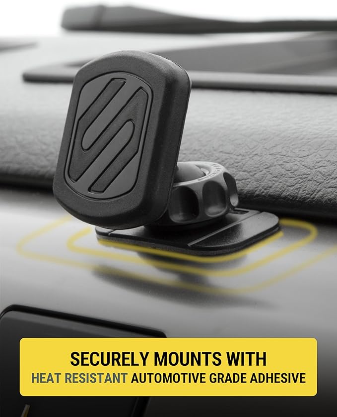 Scosche Magnetic Phone Holder for Car Dashboard with Extra Strong Magnet, Thick Metal Plate & 360° Rotation, Secure Cell Phone Car Mount for Large Phones Compatible with iPhone, Samsung, Not MagSafe