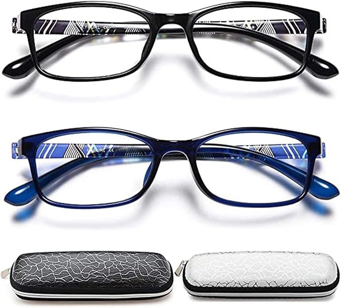 EYEURL Reading Glasses for Women, 2 Pack Blue Light Blocking Readers Lightweight Filter UV Ray/Glare Anti Eyestrain 0.5