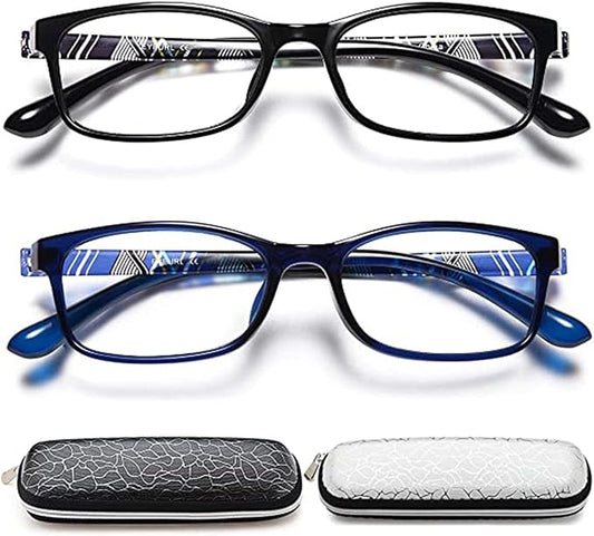EYEURL Reading Glasses Men Blue Light Blocking - 2 Pairs Computer Readers +3.0 Lightweight Colorful Eyeglass