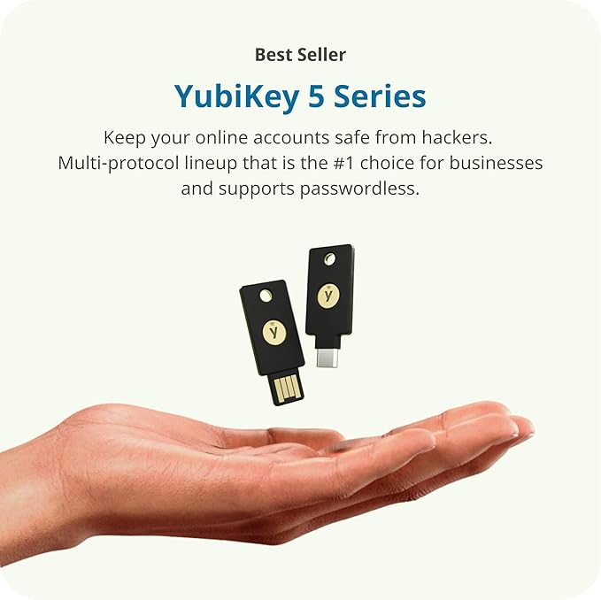 Yubico YubiKey 5C - Two Factor Authentication USB Security Key, Fits USB-C Ports - Protect Your Online Accounts with More Than a Password, FIDO Certified