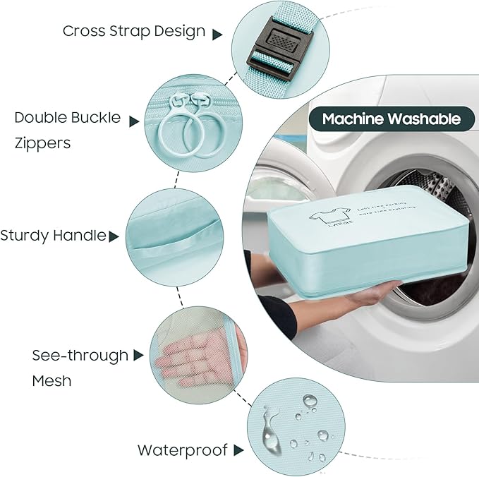 8 Set Packing Cubes for Travel Essentials - Luggage Organizer Bags with Hanging Toiletry & Shoe Bag for Suitcase, Travel Cubes for Packing