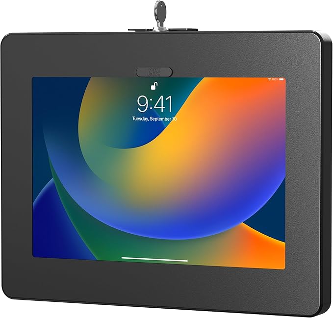 Locking iPad Wall Mount – CTA Anti-Theft Tablet Wall Mount For iPad 10th Gen 10.9-inch - iPad 7th/8/9 Gen - iPad Air 4 - Galaxy Tab - Lenovo Tab 4 - Zebra Tablets & More - Black - (PAD-PARAW)