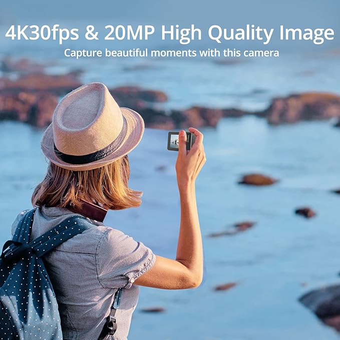 AKASO Brave 7 Action Camera 4K30FPS 20MP with 64GB U3 MicroSDXC Memory Card, Waterproof Camera with Touch Screen IPX8 33FT EIS 2.0 Zoom Support External Mic Voice Control with 2X 1350mAh Batteries