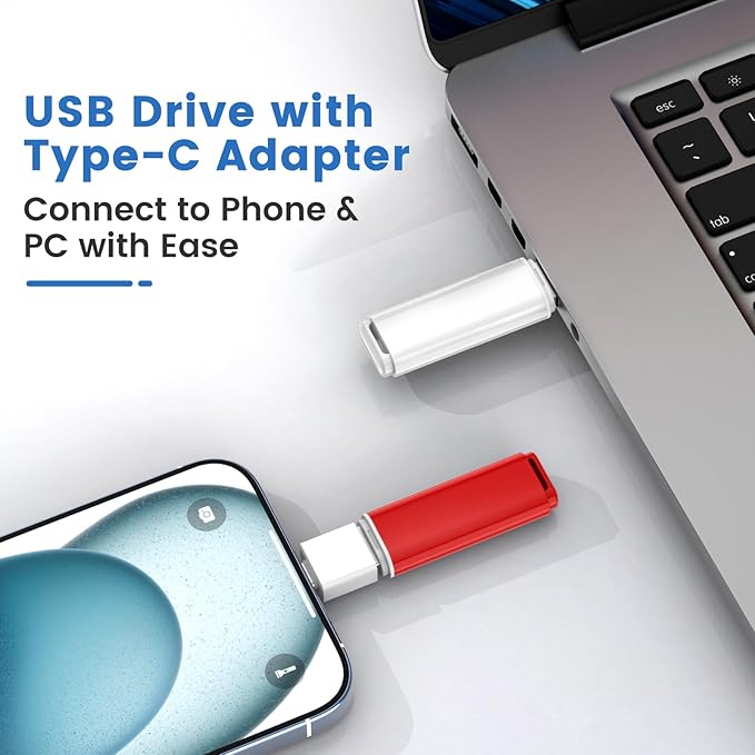 ABLAZE 64GB USB 3.0 Flash Drives 5 Pack with Type C Adaters, Thumb Drives 64GB USB Sticks Memory Sticks Pendrives for PC/Smartphones/Computer