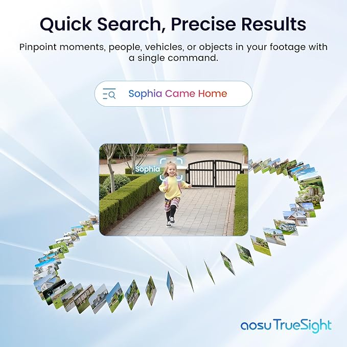 AOSU 4K Security Cameras Wireless Outdoor System, 4-Cam Kit with HomeCortex AI, Face Recognition & Behavior Detection, Dual Solar Power, Expandable Up to 16TB, No Monthly Fees for Home Surveillance