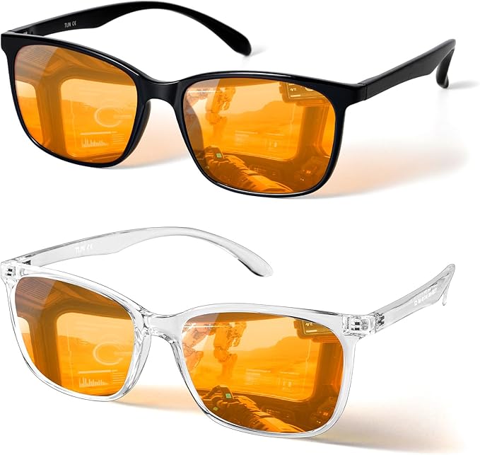 TIJN Sleep Glasses for 99.9% Blue Green Light Blocking Dual AR Coatings Red Lens for Computer Gaming Reduce Eyestrain, TR90