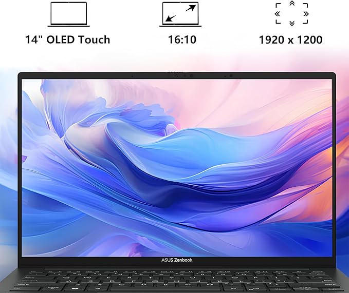 ASUS Zenbook 14 OLED Laptop | 14" WUXGA Lumina OLED Touch (100% DCI-P3, 500nits HDR) | Intel 16-core Ultra 7 255H (Up to 13 Tops) | 16GB DDR5 1TB SSD | Backlit Fingerprint Win11Pro w/DLCA Accessory