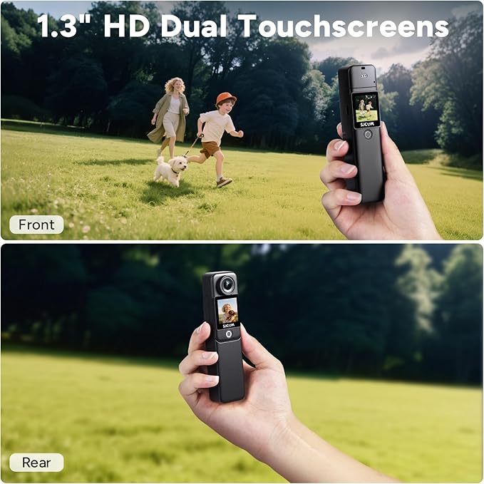 SJCAM C300 Vlogging Combo, 4K Pocket Action Camera,7Hour Power,6-Axis Stabilization,Dual-Touch Screen 154° Wide FOV Video Body Camera,Waterproof,Live Streaming,with Tripod Kits,64G Card,Black