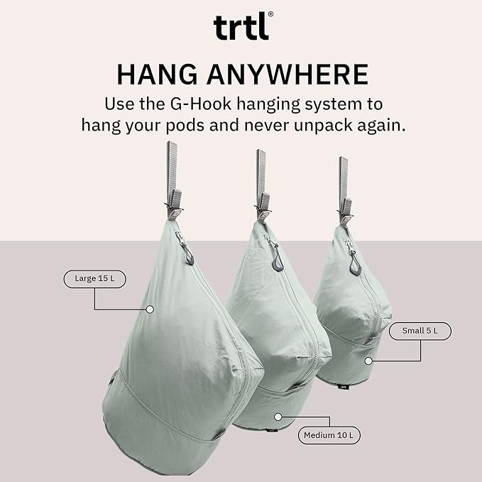 trtl Packing Pods, Sea Foam - Packing Cubes for Travel - Organizer Bags for Luggage to Maximize Space in Suitcase - Travel Packing Organizers - Includes Carry Strap - Comes with 3 Cube Sizes - 5 Pack