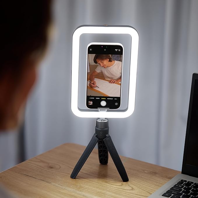 ShiftCam SnapStudio Light - Magnetic LED Ring Light with Adjustable Brightness, AdjustableTemperature, USB-C Charging, MagSafe Compatibility - Ideal for Vlogging and Mobile Photography (Midnight)