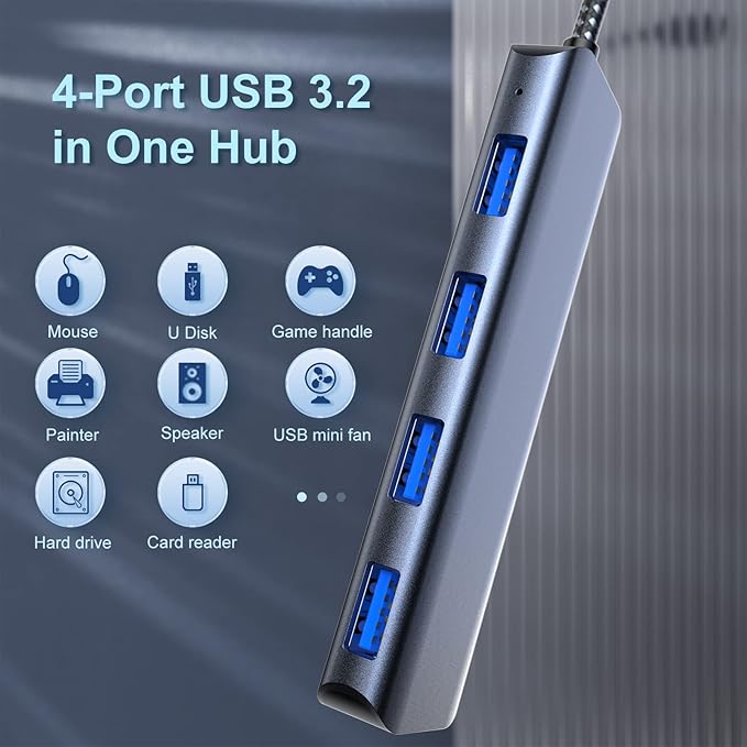 USB 3.1 Hub, SUODAO 10Gbps USB C to USB Hub, 4 Ports USB 3.1/3.2 Gen 2 Hub, SuperSpeed Aluminum Type C to 4 10Gbps USB 3.2 Ports for Laptop, MacBook, Tablet, PC, and More USB C Devices