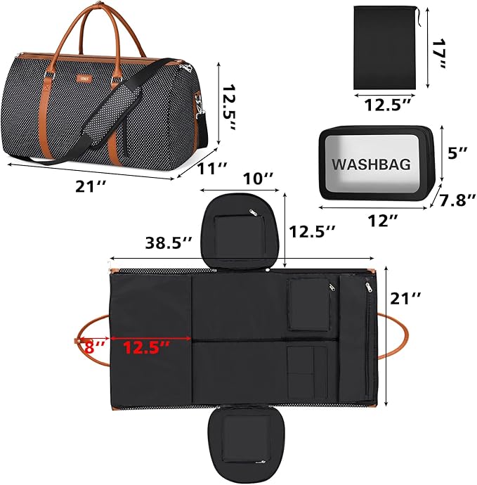 Garment Bag for Travel Convertible Carry On Garment Bag Large Travel Duffel Bags for Women 2 in 1 Hanging Suitcase Suit Travel Bags for Women & Men 3pcs Set