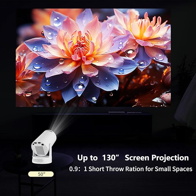 Mini Projector Android, WiFi Bluetooth 1080P Support HD Smart Projector with Apps, Auto Keystone, 180° Rotation, Portable Home Outdoor Movie Projector, Compatible Smartphone, Laptop, HDMI