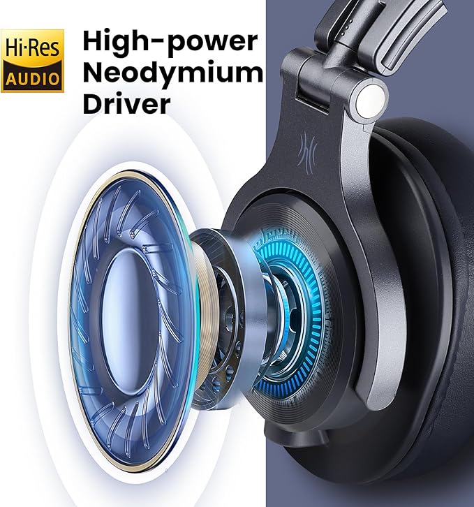 OneOdio A71 Hi-Res Studio Recording Headphones - Wired Over Ear Headphone with SharePort, Monitoring Mixing Foldable Headset with Stereo Sound, 3.5/6.35MM Jack for PC Computer DJ Guitar-Navy Blue