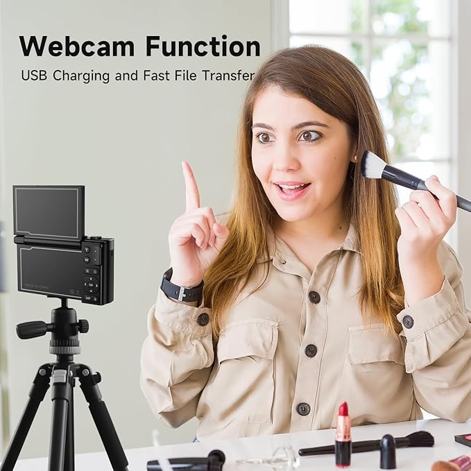 4K Digital Camera for Photography, 64MP Vlogging Video Camera for YouTube with 3'' 180°Flip Screen, 64GB Micro SD Card, 16x Digital Zoom,Point Shoot Compact Travel Vintage Cameras (Black)