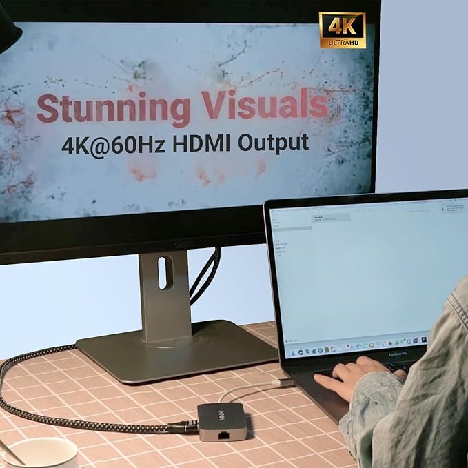 MINIX USB C Adapter, 7 in 1 USB C Hub with 4K 60Hz HDMI,Gigabit Ethernet, 2 USB 3.0, 100W PD Charging, SD/TF Card Reader, Compatible with MacBook Pro/Air, iPad Air/Pro, iMac, Laptop, PC, Grey