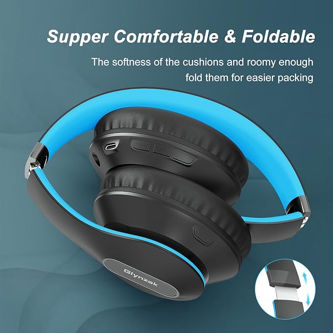 Wireless Bluetooth Headphones Over Ear, 65H Playtime HiFi Stereo Headset with Microphone and 6EQ Modes Foldable V5.3 Bluetooth Wireless Headphones for Travel Computer Laptop