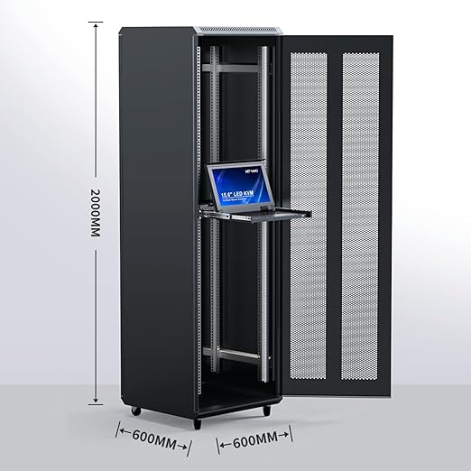 MT-VIKI 16 Port VGA KVM Console, 1U Rack Mount KVM Console w/15.6'' LCD Monitor, 1080P All-in-ONE LCD KVM Console Integrated Touchpad+Keyboard+Drawer+16 KVM Cables