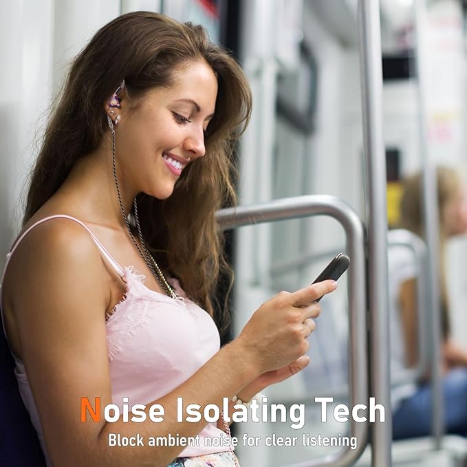 Vibes 202M Wired Earbuds - HiFi in Ear Monitor Headphones - Noise-Isolating Ear Buds w/ Mic - Clear Sound, Deep Bass & Comfort-Fit Gaming Earphones - MMCX to 3.5mm & Silver Plated Cord, Carrying Case