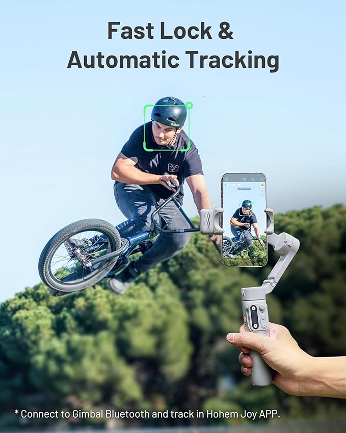 Hohem iSteady X3 Gimbal Stabilizer for iPhone, Foldable Phone Gimbal Object Tracking, Remote Control, 3-Axis Phone Stabilizer Built-in Extendable Rod & Tripod, Fill Light for Video Recording, YouTube