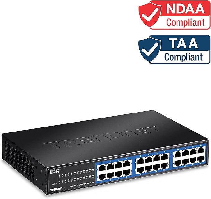 TRENDnet 24-Port Unmanaged Gigabit GREENnet Desktop Switch, Ethernet Network Switch, 24 x 10-100-1000 Gigabit Ethernet RJ-45 Ports, 48Gbps Switching Capacity, Lifetime Protection, Black, TEG-S24DG