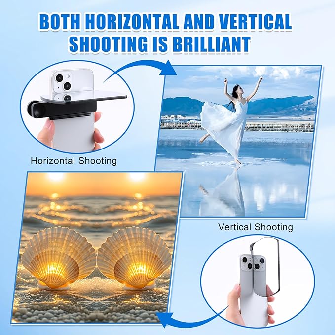 Weseecase Mirror Reflection Clip,Smartphone Camera Mirror Reflection Clip Kit,Adjustable Mobile Phone Reflection Camera Clip,Selfie Mirror Clip Reflection Mirror(Black)
