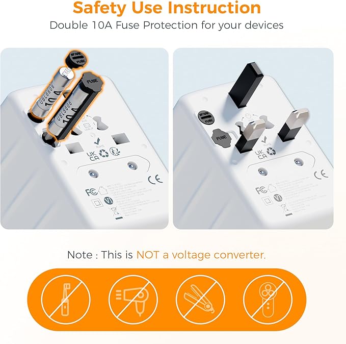 TESSAN Universal Travel Adapter 35W, International Plug Adaptor with 3 USB C and 2 USB A Charging Ports, Worldwide Power Outlet for US to European EU UK AUS Ireland(Type C/G/A/I)