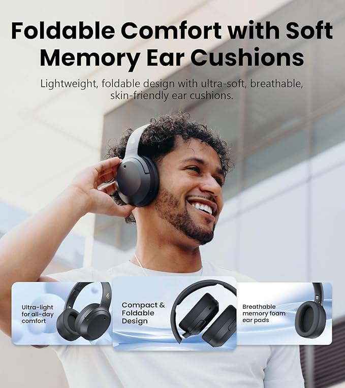 Edifier W820NB Plus Gen 2 Wireless Over-Ear Noise Cancelling Headphone, -49 dB ANC, LDAC Hi-Res Audio, 88H Playtime, Spatial Sound, AI Clear Calls, Bluetooth V6.1 & Multipoint - Dark Gray