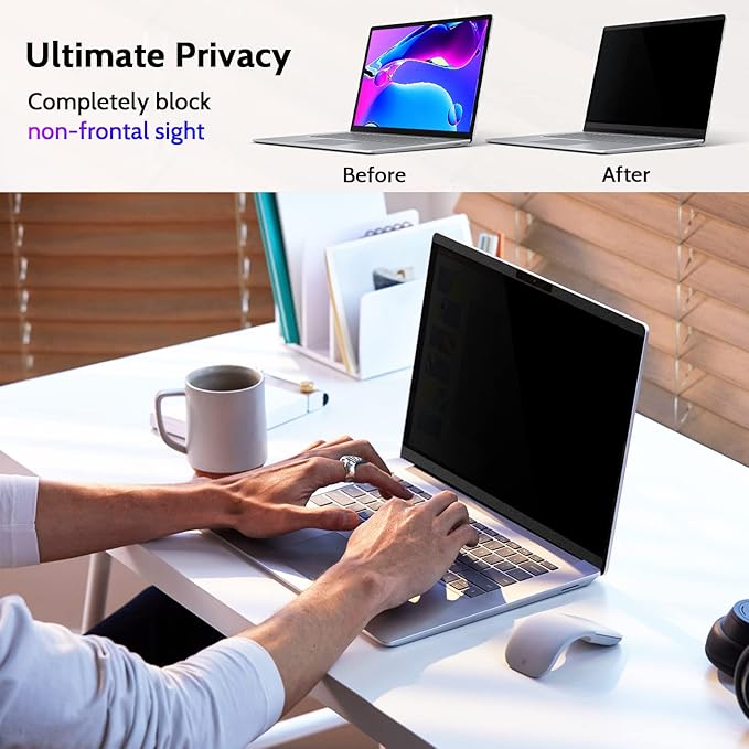 Magnetic Privacy Screen for Surface Laptop Go 3/2/1 12.4 Inch, Removable Anti Blue Light Glare Filter, Black Security Private Apy Block Protector