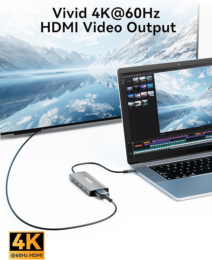 USB C to USB C Hub 10Gbps, 3 USB 3.2 Gen 2 Ports, 4K@60Hz HDMI, 100W PD, 2 USB 3.0 & SD/TF Card Reader, USBC Splitter Multiport Adapter for MacBook Pro/Air, iMac, iPad Pro(Not Support Type-C Monitor)