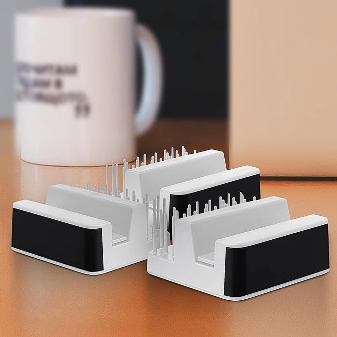 DISCOUNT PROMOS Light Up Logo Phone Stands Set of 10, Bulk Pack - Essential Smartphone Accessory, Perfect for Office and Home - White