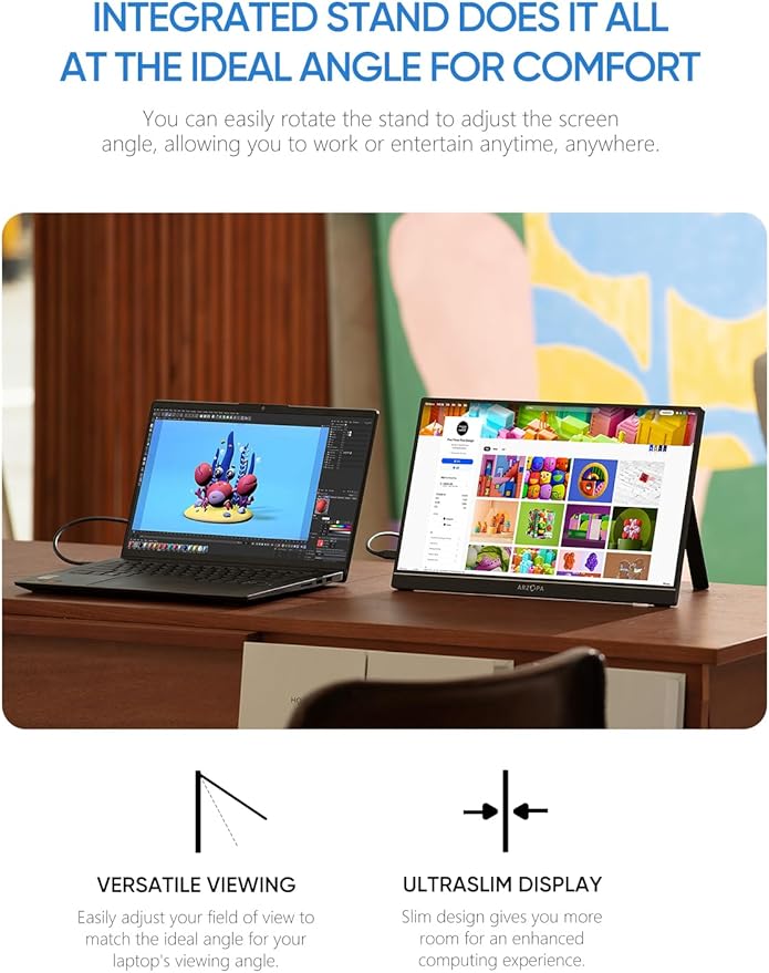 ARZOPA 16.1'' 144Hz Portable Gaming Monitor, 106% sRGB 1080P FHD Kickstand Portable Monitor with HDR, Ultra Slim, Eye Care, External Second Screen for Laptop, PC, PS5, Mac, Xbox-Z1FC
