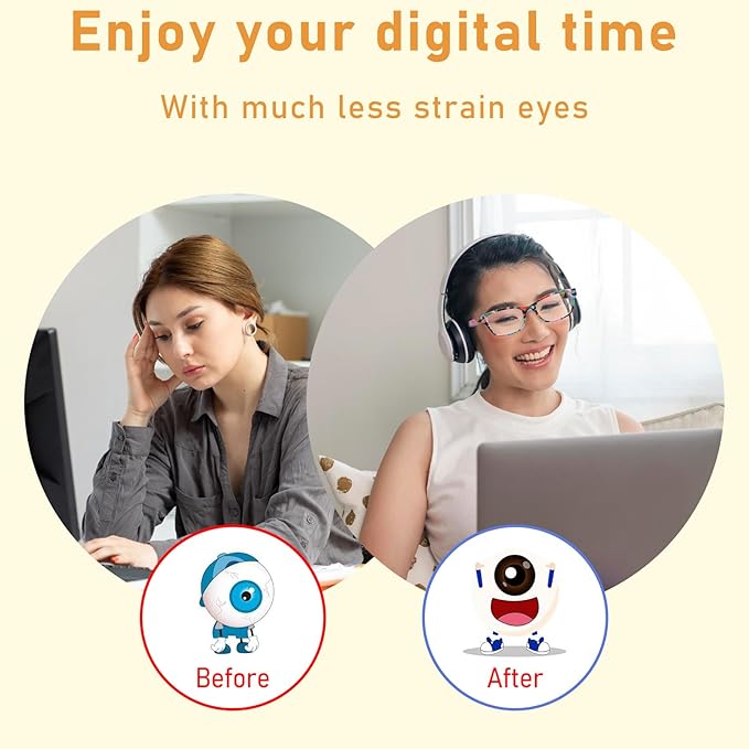 6 Pack Reading Glasses for Women Men Blue Light Blocking Spring Hinge Computer Readers, Anti Eyestrain/Glare