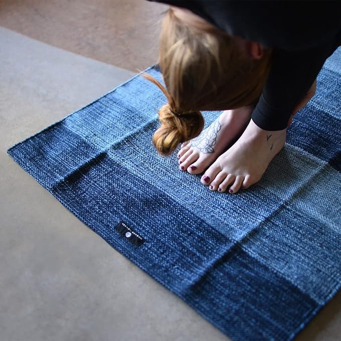 Hugger Mugger Cotton Yoga Rug - Absorbent, Grippy Tight Weave, Ashtanga and Hot Yoga Rug, Helps with Slippery Hands and Feet