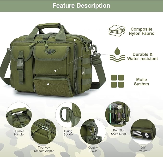 Stypos Tactical Laptop Bag for Men,14inch/15.6inch/17.3inch Messenger Bag Military Shoulder Bag,Flight Work Bags for Pilots