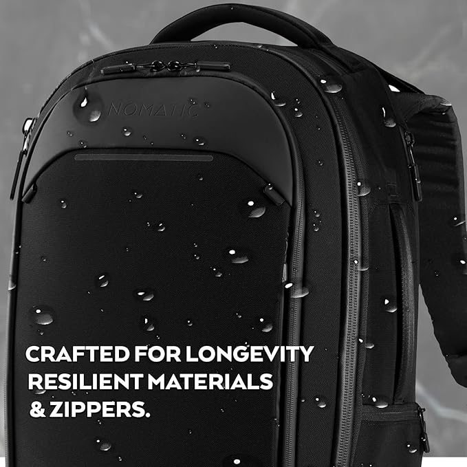 NOMATIC Navigator Travel Backpack - 32L Backpack with Laptop Compartment and 9L Built-In Expansion - Anti-Theft Carry-On Backpack for Travel - Water Resistant Travel Pack (Black)