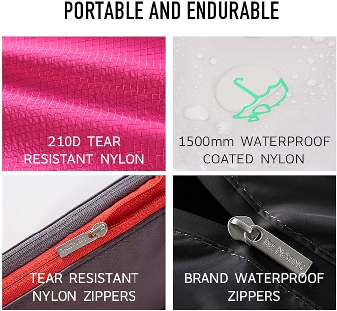 Bee Nesting BeeNesting Waterproof Compression Packing Cubes 5/6/8 sets, Large Travel Packing organizers for Carry on Luggage, 2 Sides Expandable Storage Bags (Dark Green, 4L)