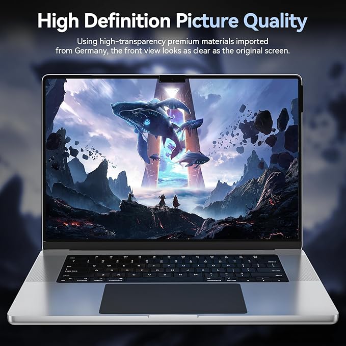 Privacy Screen Protector for MacBook Pro 14 Inch (2021-2024, M1, M2), Easy On/Off Removable Anti Spy Blue Light Glare Cover Shield, Laptop Privacy Filter for Mac Pro 14in (A2918/A2992/A2442/A2779)