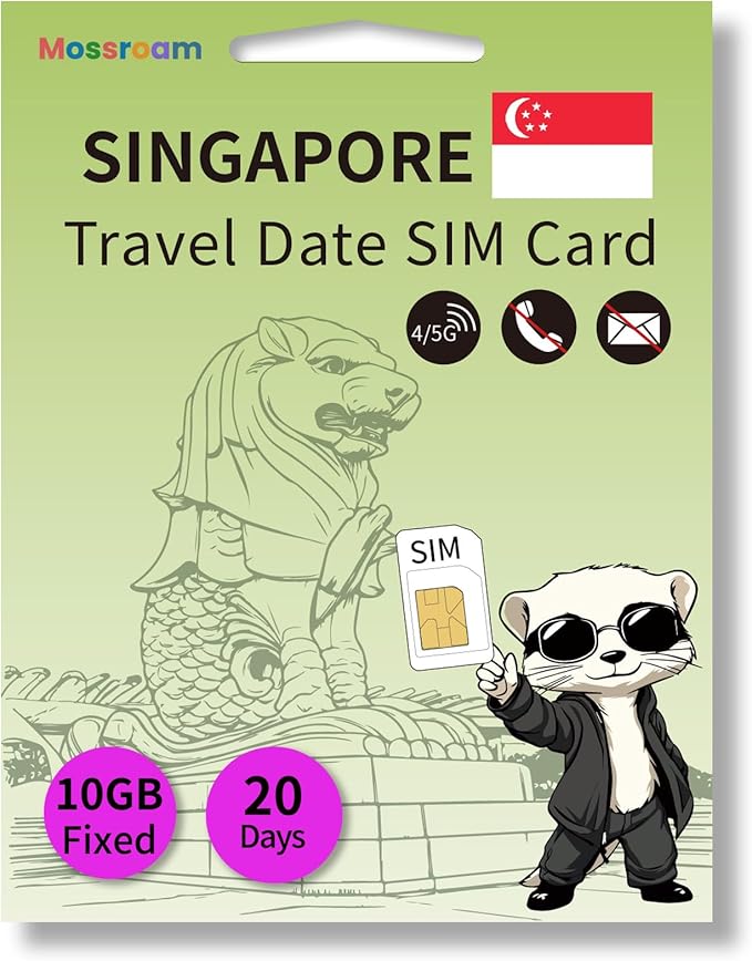 Prepaid Singapore SIM Card,10GB Fixed Data for 20 Days - Fast 5G/4G LTE - No Contracts, No Roaming Fees - Perfect for Tourists & Travelers