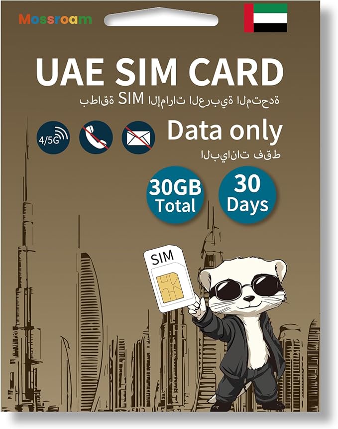 UAE SIM Card-30-Day Data Plan,30GB Fast 4/5G LTE Internet,Prepaid & No Daily Limit, Ideal for Tourists & Business Travelers