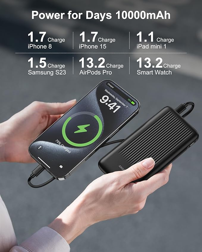 2-Pack 10000mAh Power Bank Fast Charging, 22.5W Compact USB C Portable Charger with 2 Outputs & 2 Inputs, LED Display Battery Pack Compatible with iPhone Samsung iPad Tablets, Black & White