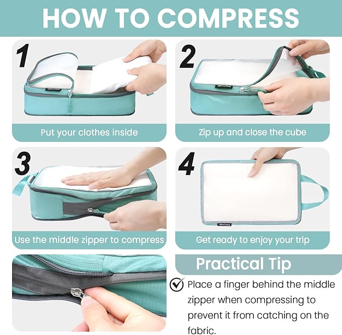 BAGAIL 6 Set Ultralight Compression Packing Cubes Packing Organizer for Travel Accessories Luggage Suitcase Backpack