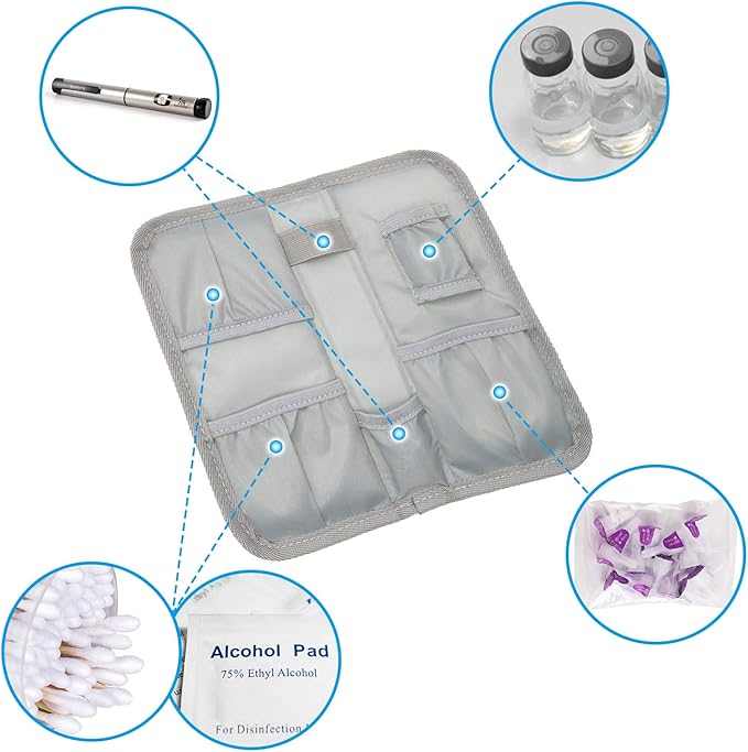 ProCase Insulin Cooler Travel Carrying Case, Diabetic Medication Organizer Insulated Cooling Bag with 2 Ice Packs for Insulin Pens Syringe Needle -Black