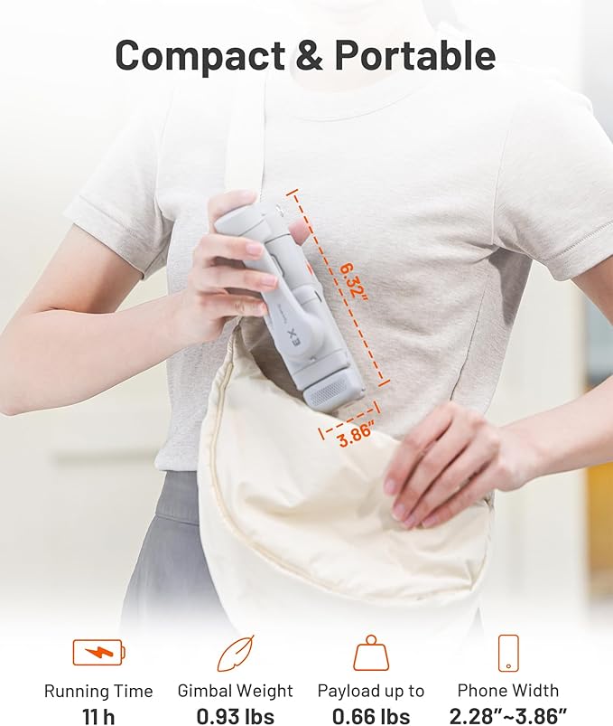 Hohem iSteady X3 Gimbal Stabilizer for iPhone, Foldable Phone Gimbal Object Tracking, Remote Control, 3-Axis Phone Stabilizer Built-in Extendable Rod & Tripod, Fill Light for Video Recording, YouTube